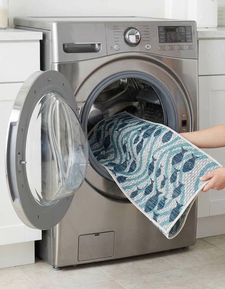 Detail image of  2' x 6' 1  Washable Coastal Indoor / Outdoor Runner Rug