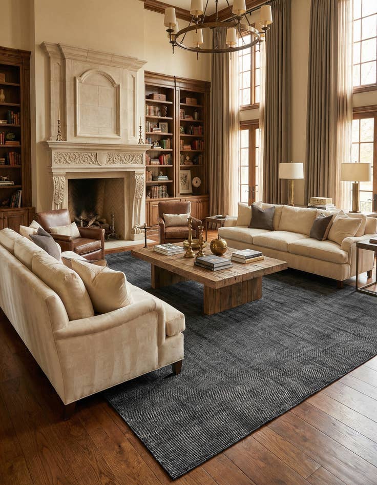 Detail image of 12' x 12'  Hand Woven Jill Zarin English Manor Wool Square Rug