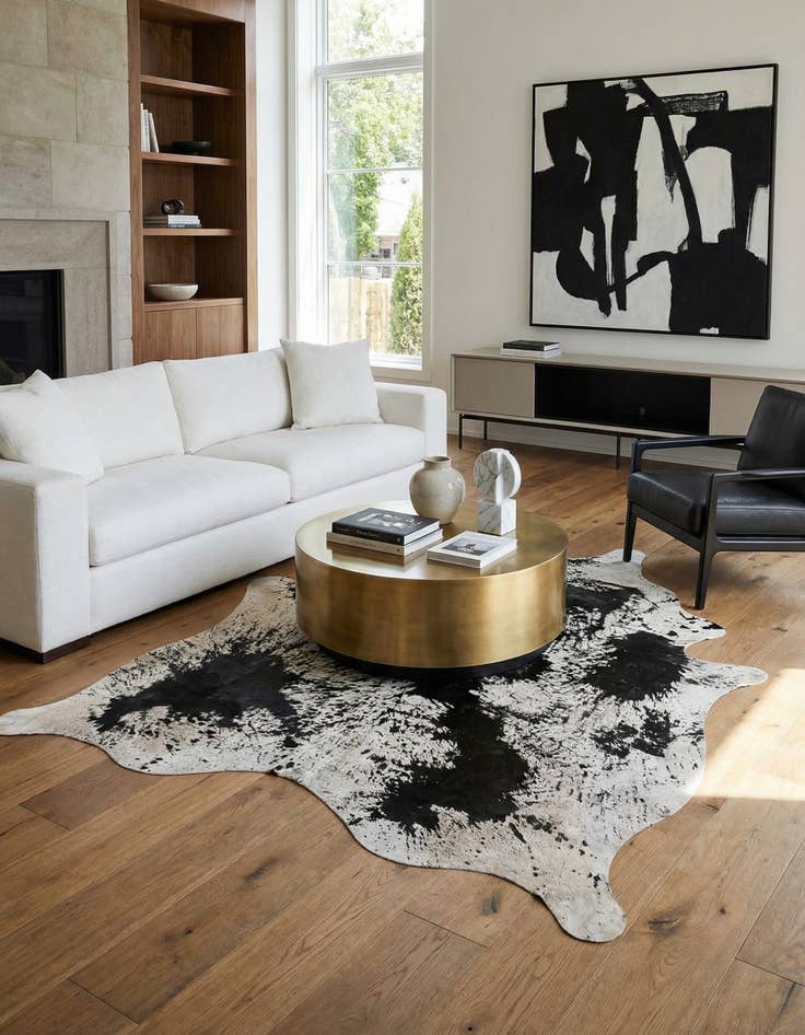 Detail image of 6' 10 x 7' 3 Cowhide Leather Square Rug