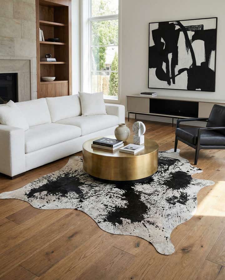 6' 10 x 7' 3 Cowhide Leather Square Rug