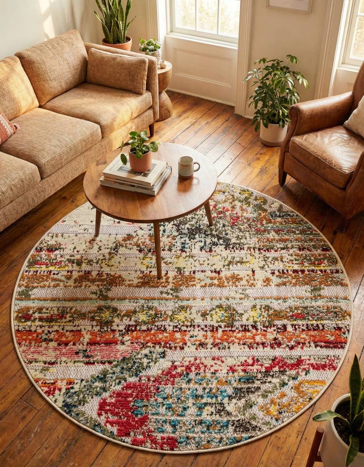 Detail image of 3' x 3'  Washable Casablanca Indoor / Outdoor Round Rug