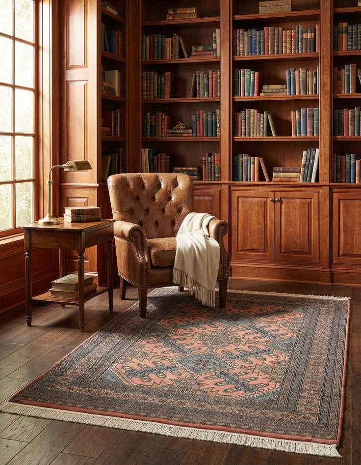 Detail image of  4' 2 x 6'  Hand Knotted Bokhara Wool Rug