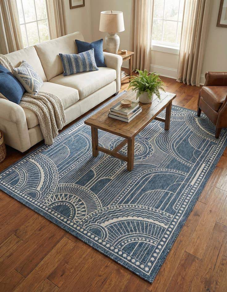 Detail image of 5' 3 x 8' Easy-Clean Traditional Indoor / Outdoor Rug