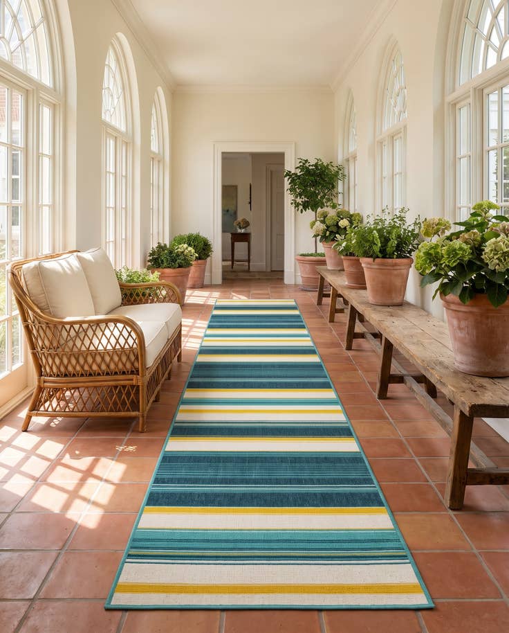 Detail image of 2' 7 x 12' Easy-Clean Border Indoor / Outdoor Runner Rug