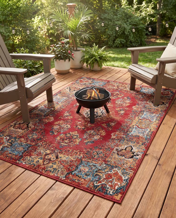 Detail image of 4' x 6' Easy-Clean Traditional Indoor / Outdoor Rug
