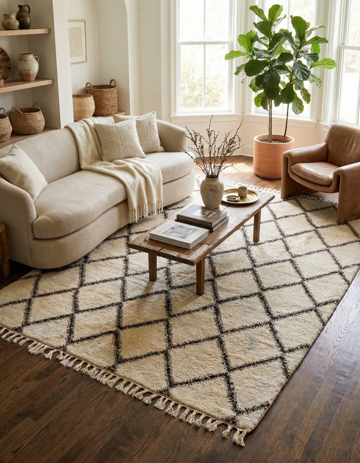 Detail image of 8' 9 x 11' 3 Hand Knotted Moroccan Wool Rug