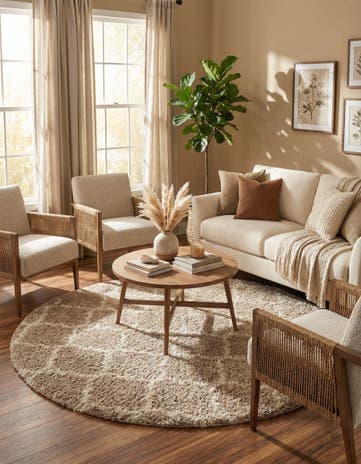 7' 10 x 7' 10 Moroccan Trellis Shag Round Rug