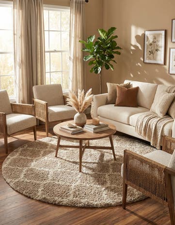 7' 10 x 7' 10 Moroccan Trellis Shag Round Rug