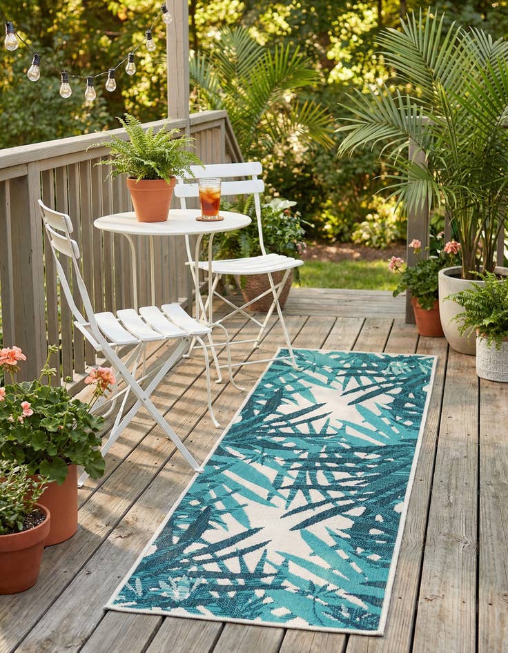 Detail image of 2' x 6'  Washable Botanical Indoor / Outdoor Runner Rug