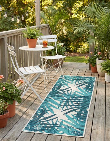2' x 6' Easy-Clean Botanical Indoor / Outdoor Runner Rug