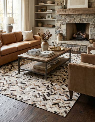 5' x 7' 10 Cowhide Leather Rug