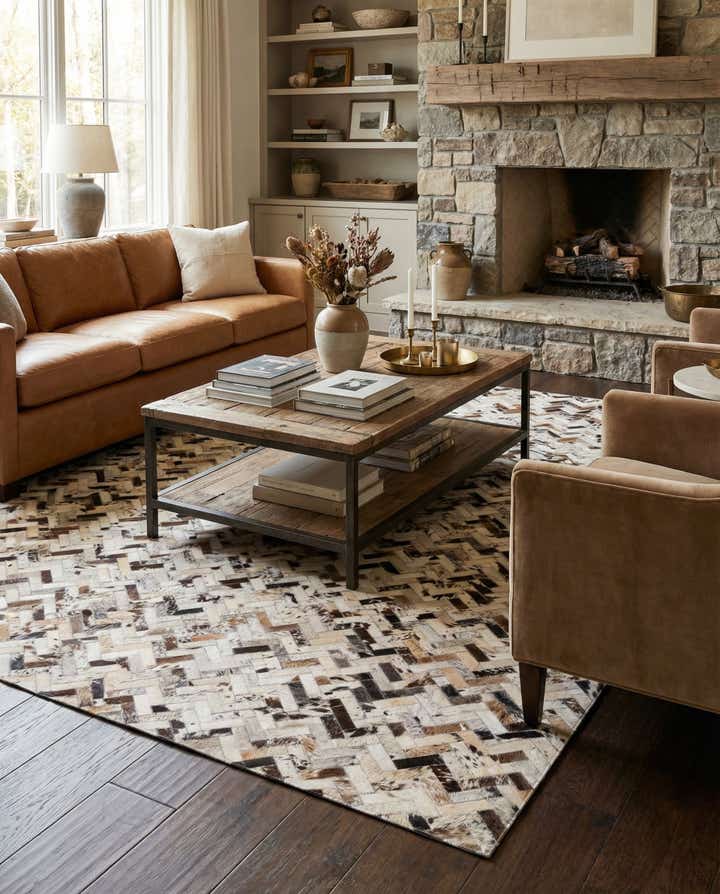 5' x 7' 10 Cowhide Leather Rug