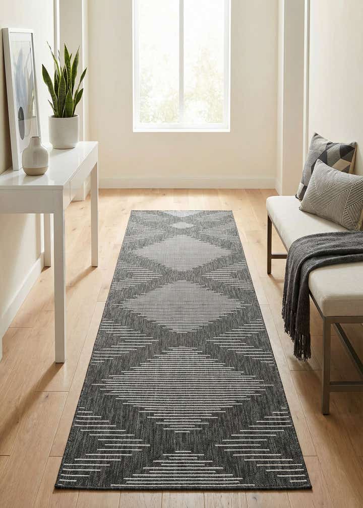 3' 3 x 14' Easy-Clean Modern Indoor / Outdoor Runner Rug