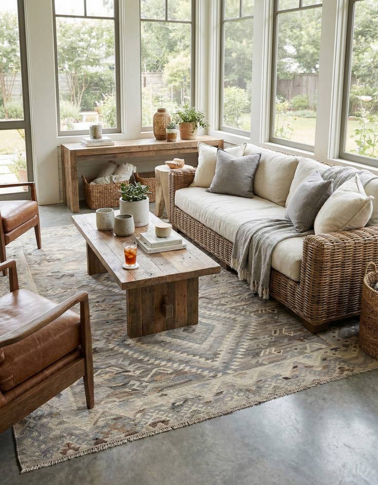 Detail image of 8' x 12'  Hand Woven Kilim Maymana Wool Rug