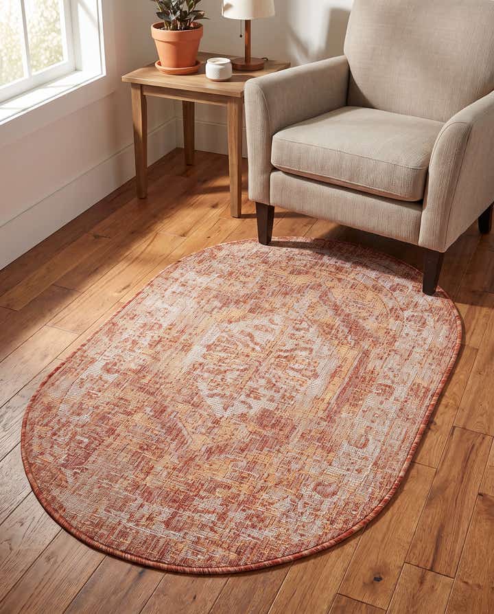 3' x 5' 3 Easy-Clean Traditional Indoor / Outdoor Oval Rug