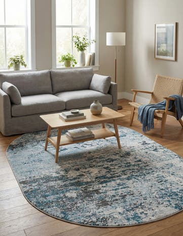 Blue Leipzig Oval Rug