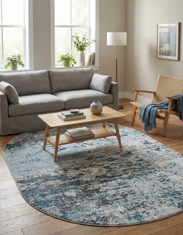 Blue Leipzig Oval Rug