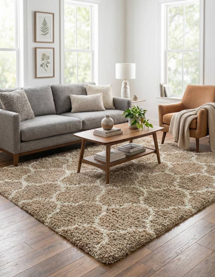 Detail image of  7' 10 x 7' 10 Lattice Shag Square Rug