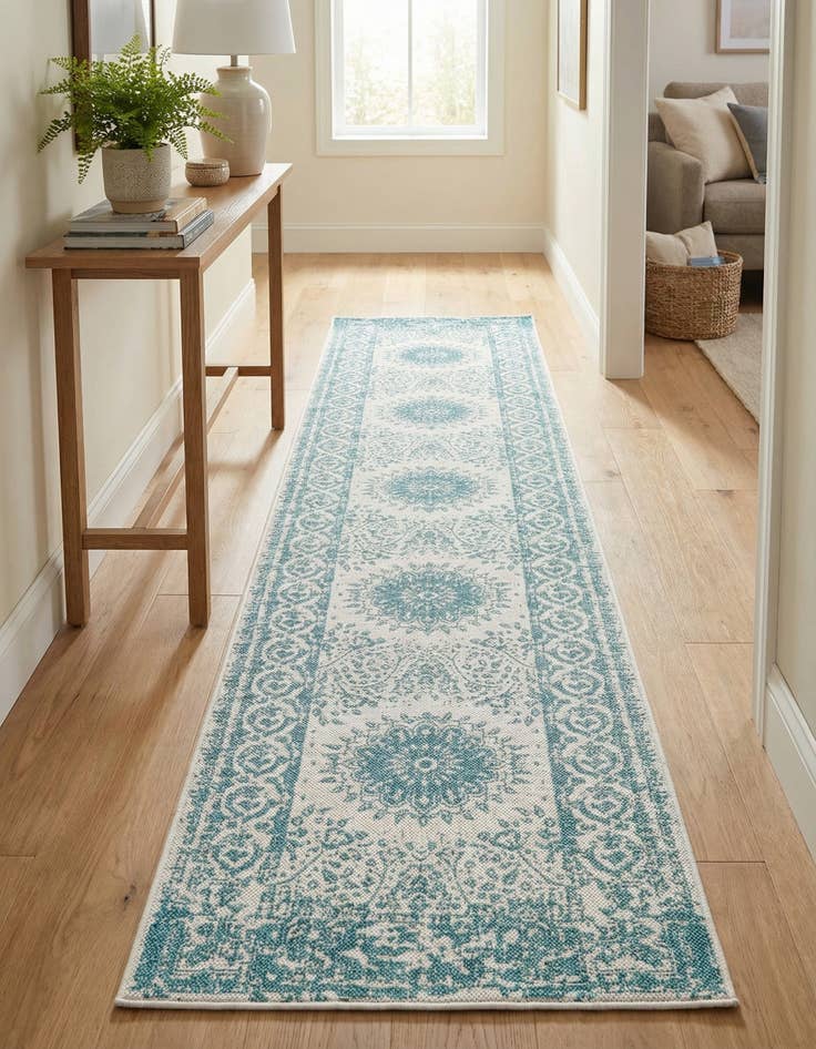 Detail image of  2' 7 x 12'  Washable Traditional Indoor / Outdoor Runner Rug