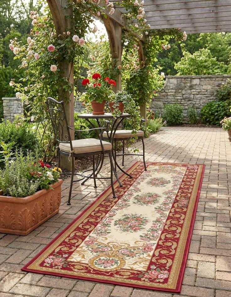 Detail image of 2' 7 x 10'  Washable Traditional Indoor / Outdoor Runner Rug