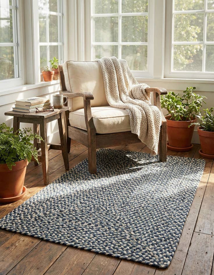 Detail image of 2' x 3' 1  Hand Tweed Braided Jute Rug