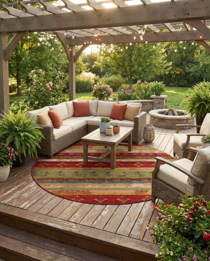 10' x 10' Easy-Clean Modern Indoor / Outdoor Round Rug