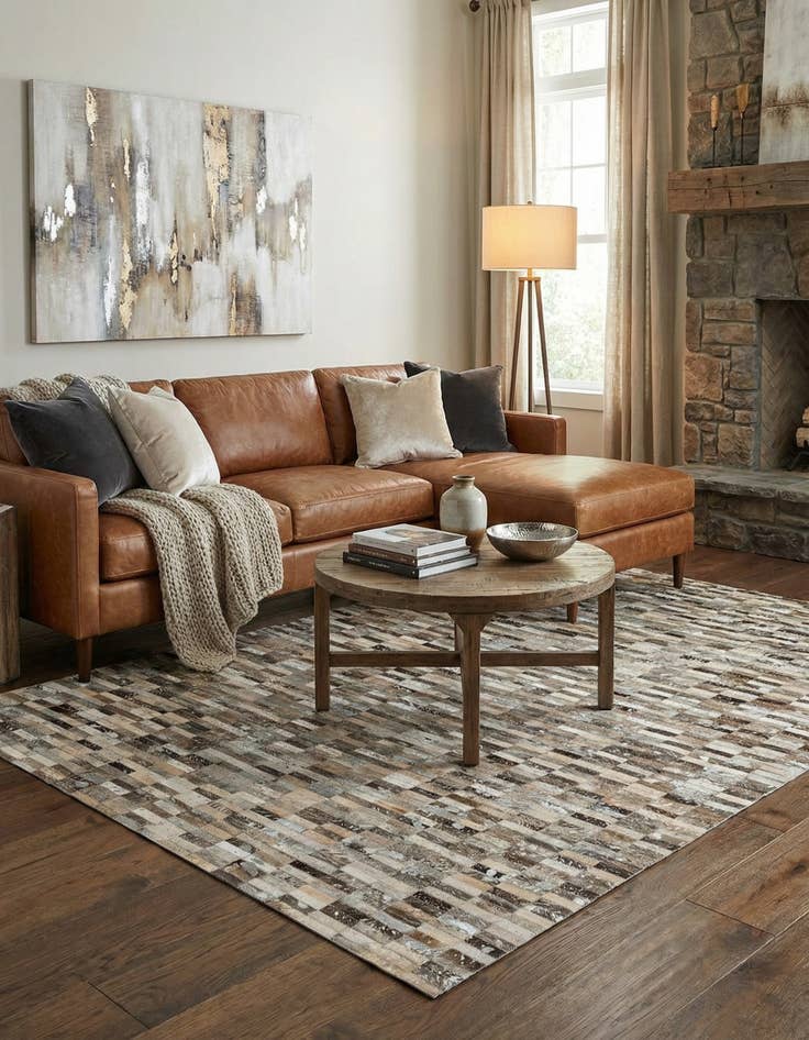 Detail image of  5' x 7' 11 Cowhide - Patchwork Rug