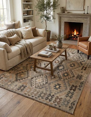 5' 8 x 7' 8 Hand Woven Kilim Maymana Wool Rug