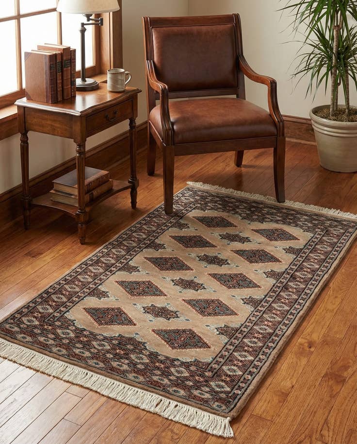 Detail image of 2' 6 x 3' 10 Hand Knotted Bokhara Wool Rug