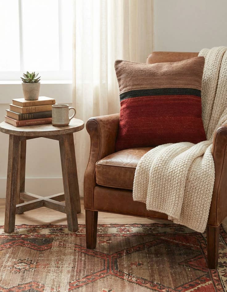 Detail image of  1' 6 x 1' 6  Hand Woven Pillow Wool Square Rug