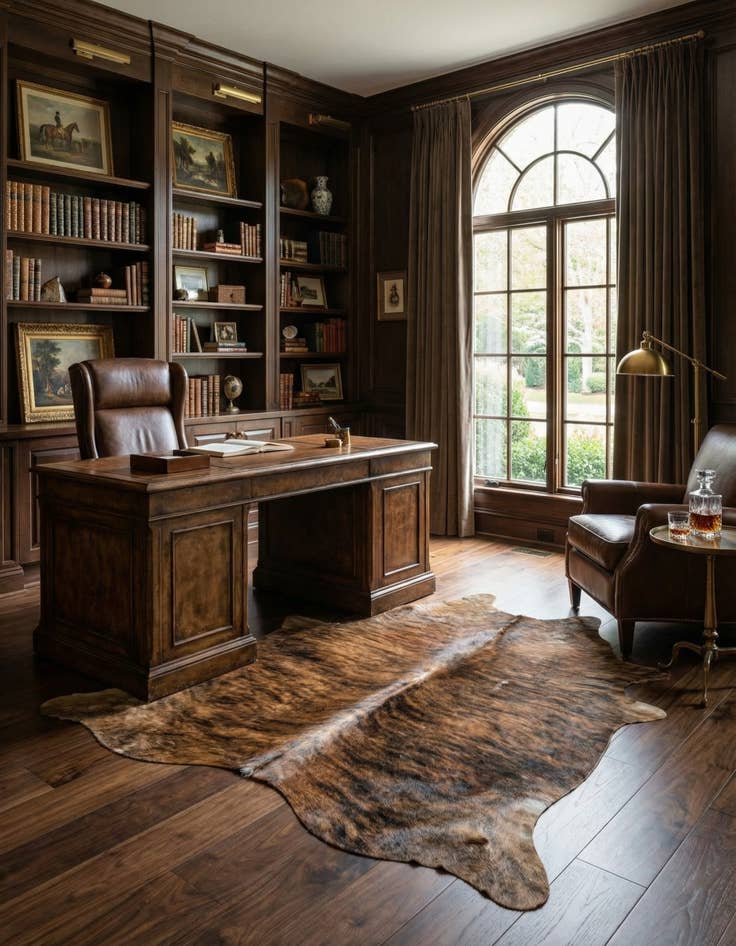 Detail image of 5' 3 x 6' 2 Cowhide Leather Rug