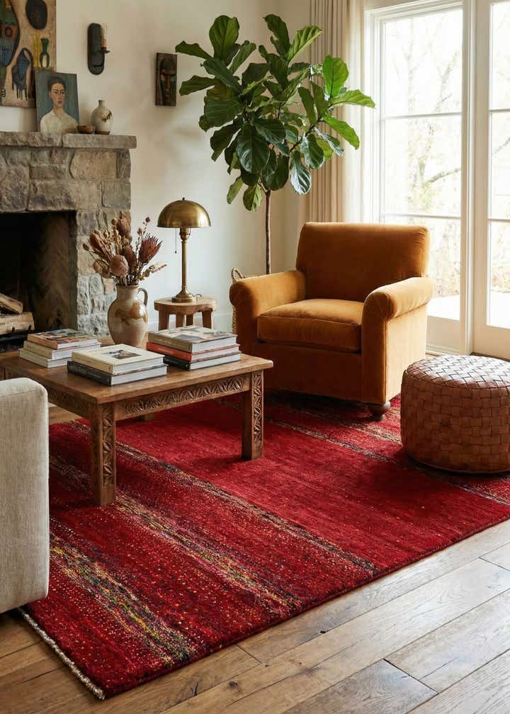 4' 10 x 6' 6 Hand Knotted Gabbeh Wool Rug