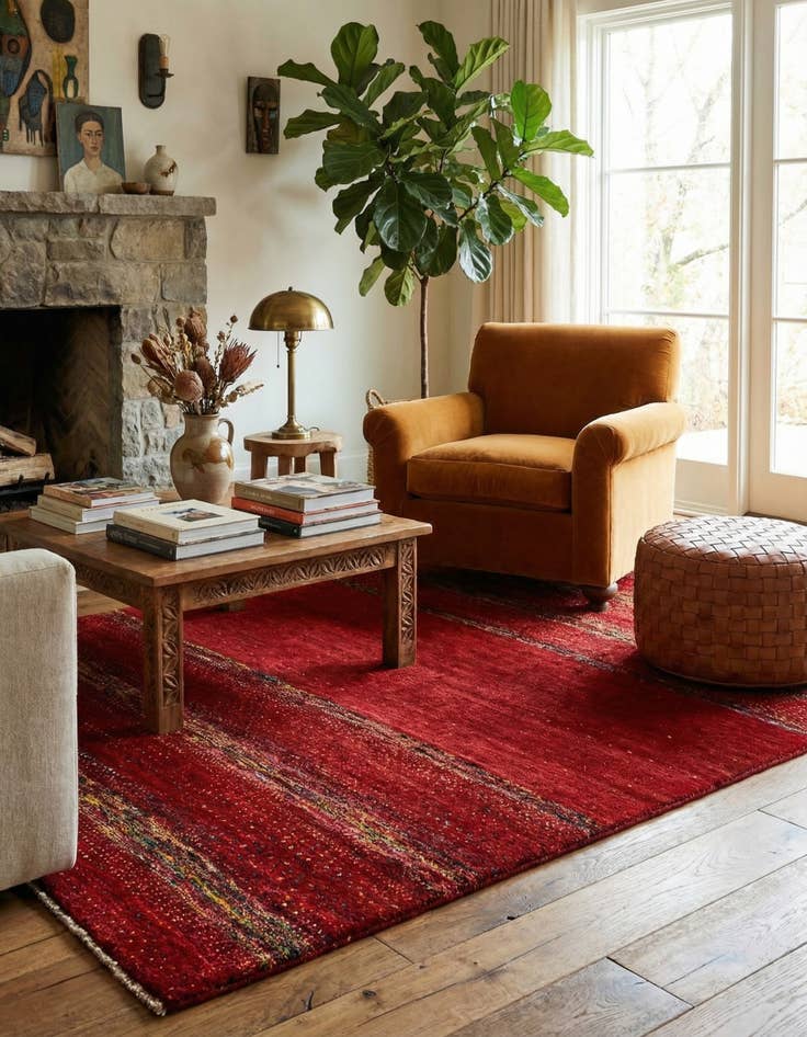 Detail image of 4' 10 x 6' 6 Hand Knotted Gabbeh Wool Rug