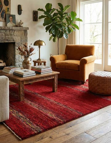 4' 10 x 6' 6 Hand Knotted Gabbeh Wool Rug