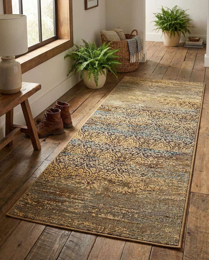 2' 7 x 5' 3 Easy-Clean Botanical Indoor / Outdoor Runner Rug