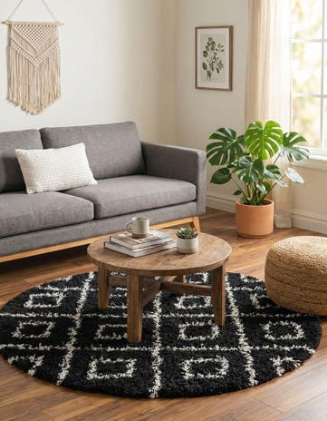 6' x 6' Lattice Shag Round Rug