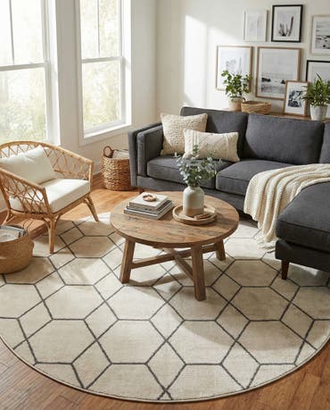  10' x 10' Lattice Frieze Round Rug