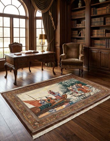 3' 2 x 4' 9 Ghom Silk Rug