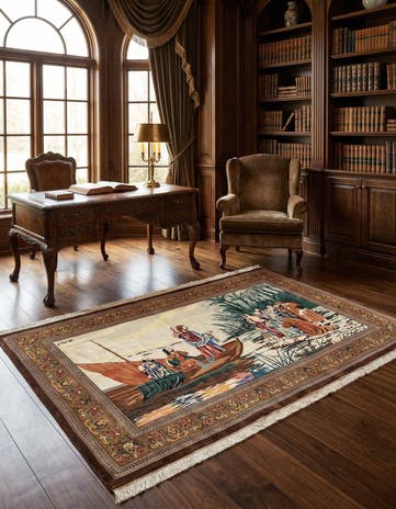 3' 2 x 4' 9 Ghom Silk Rug