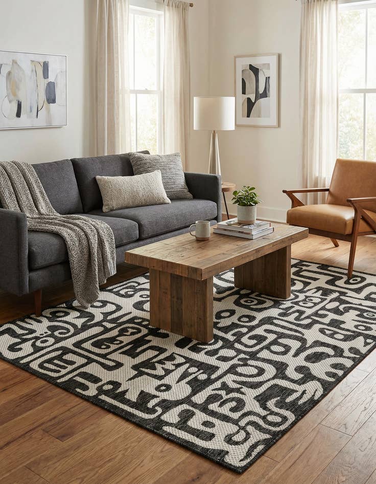 Detail image of 4' x 6'  Washable Modern Indoor / Outdoor Rug