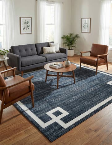 Jill Zarin Navy Blue Uptown Lenox Hill Square Rug
