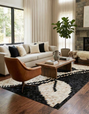 5' 1 x 8' Cowhide Leather Rug