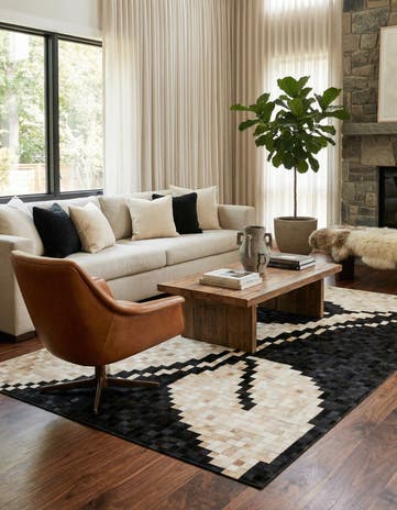 5' 1 x 8' Cowhide Leather Rug