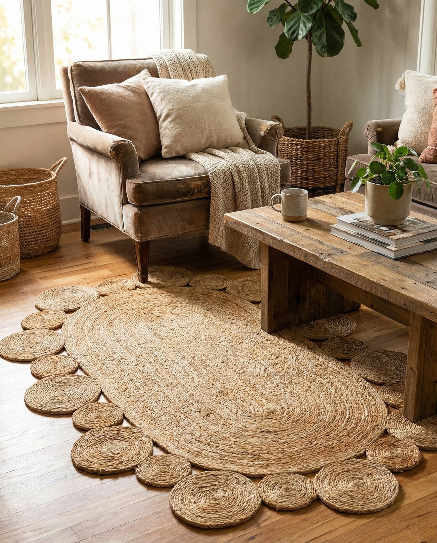 3' 1 x 5' 1 Handmade Braided Jute Oval Rug