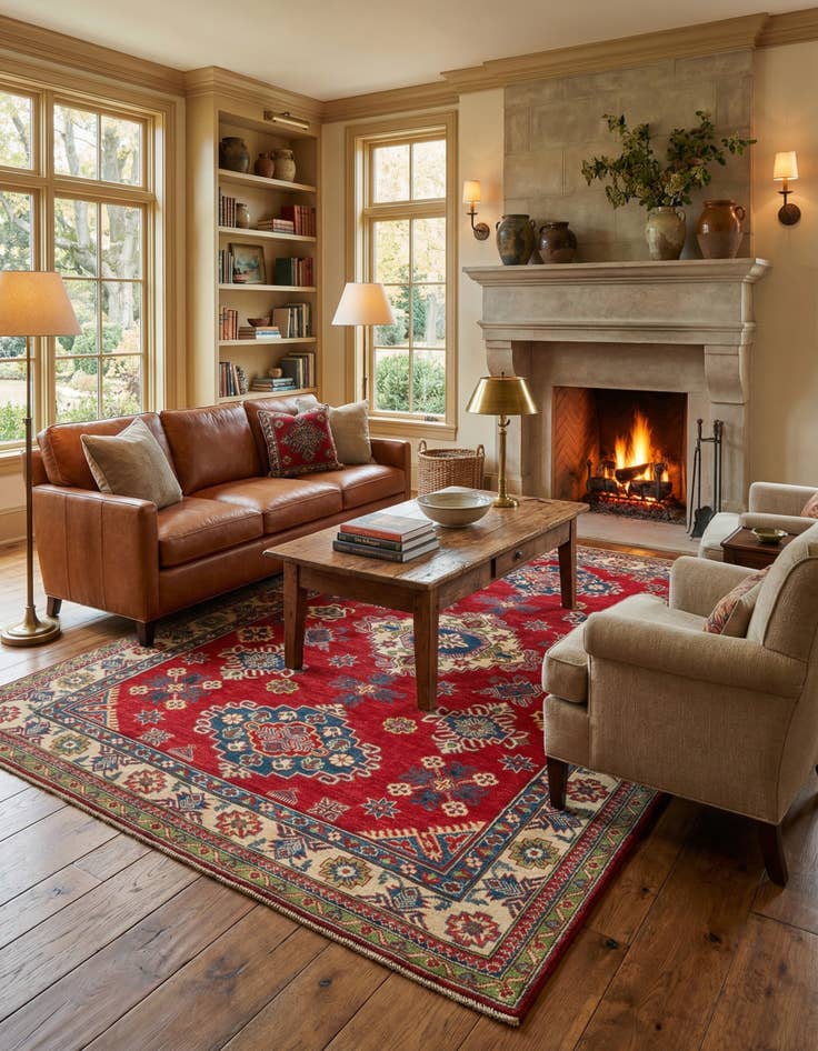 Detail image of 5' 10 x 9' 2  Hand Knotted Kazak Rug