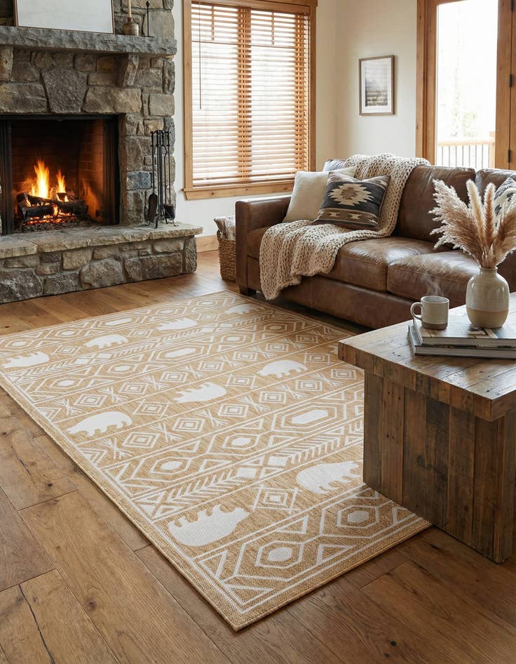 Detail image of 6' x 9'  Washable Southwestern Indoor / Outdoor Rug