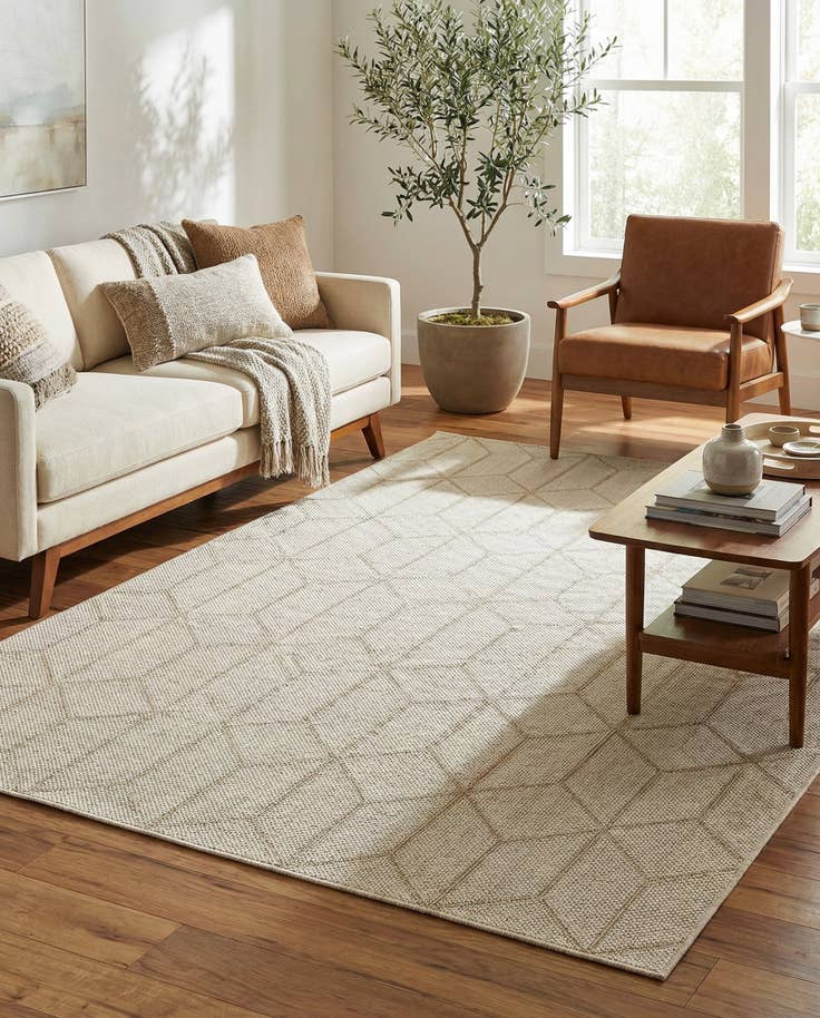 Detail image of 6' 1 x 9' Easy-Clean Trellis Indoor / Outdoor Rug