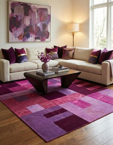 7' 2 x 10' Hand Woven Patchwork Wool Rug