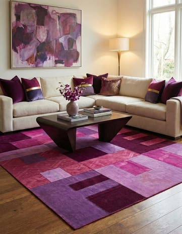 7' 2 x 10' Hand Woven Patchwork Wool Rug