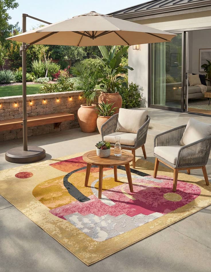 Detail image of 10' x 10'  Washable Modern Indoor / Outdoor Square Rug